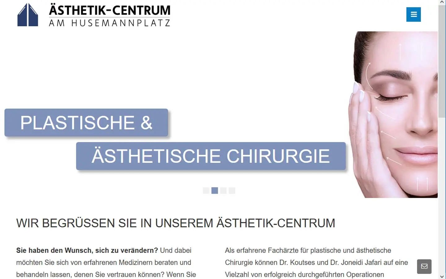 Screenshot der Website von Ästhetik-Centrum